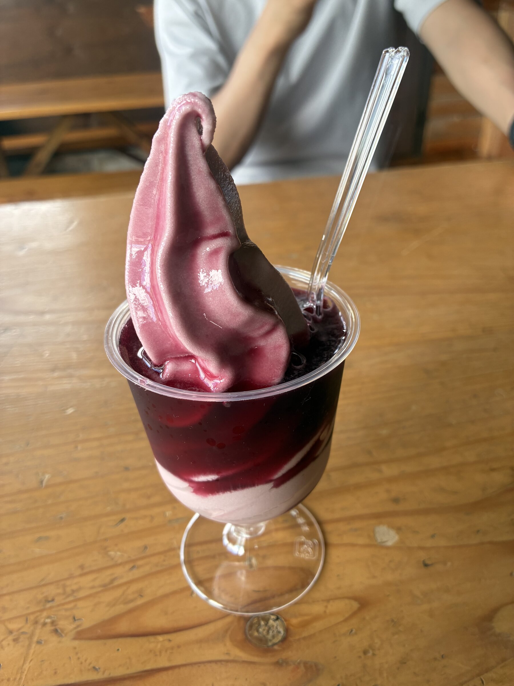 Grape soft-serve ice cream from the Kuju Winery shop