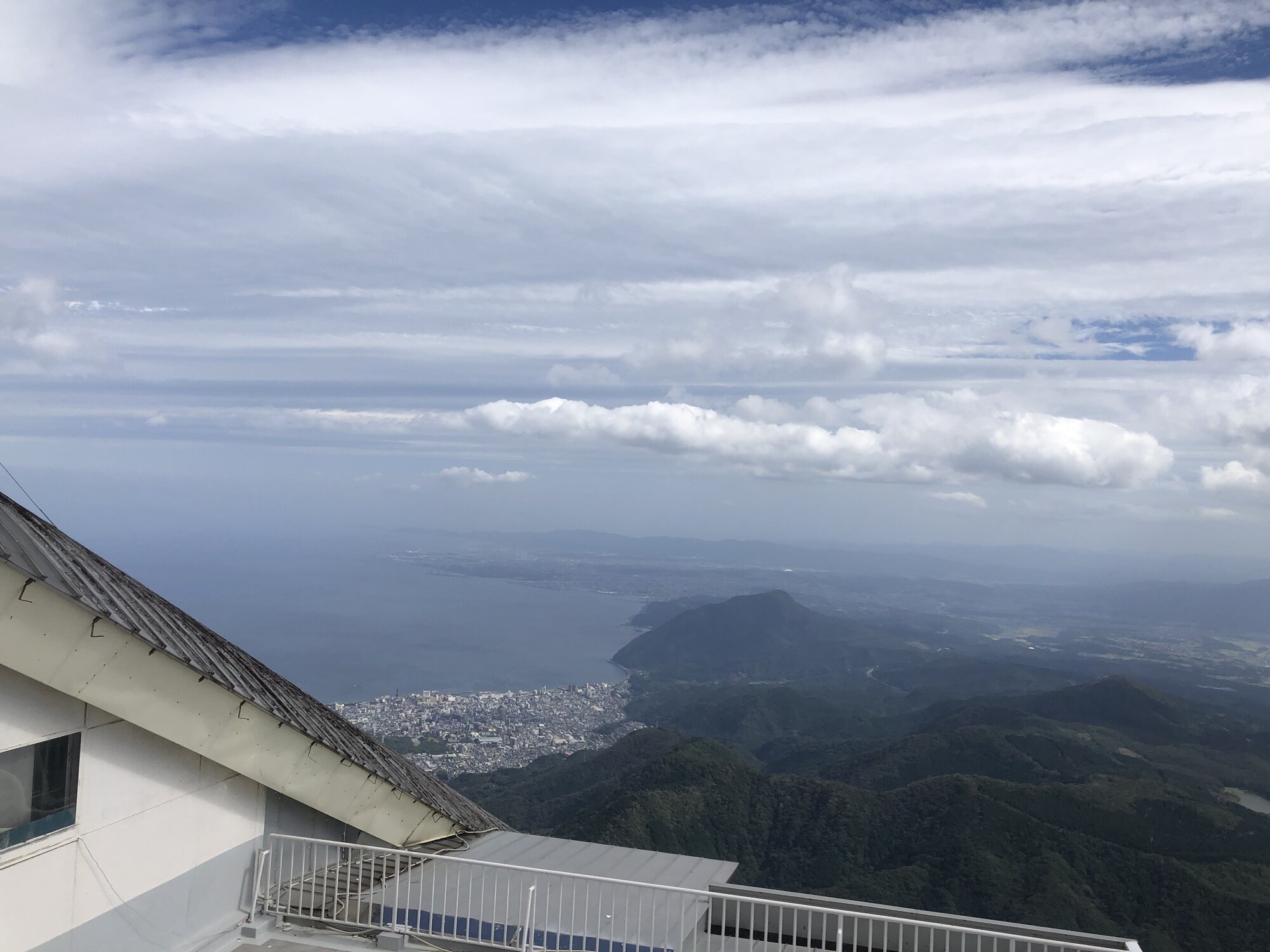 Panoramic view of Beppu city and Beppu Bay from the Mt. Tsurumi ropeway station observation deck